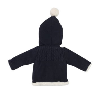 Cappotto Bimbo doppiopetto Blù con cappuccio