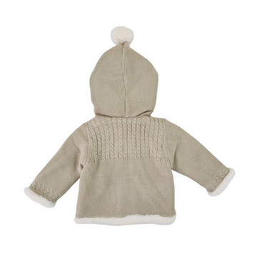 Cappotto Bimbo doppiopetto Beige con cappuccio