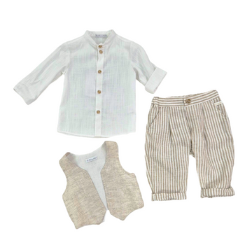 Completo bimbo in lino e cotone con gilet