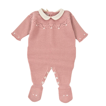 Tutina neonata con collo in piquet