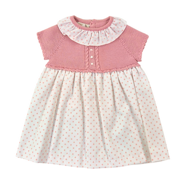 Vestito bimba in filo cotone con pois