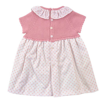 Vestito bimba in filo cotone con pois