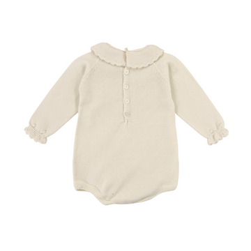 Body in cotone doppio collo smerlato