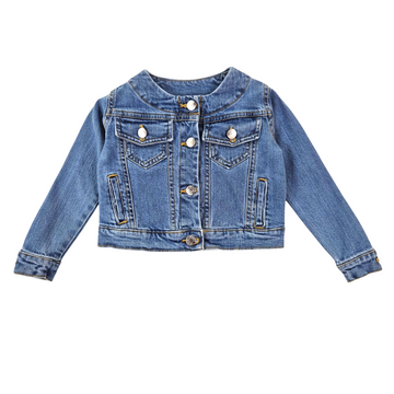 Giubbino Bimba Jeans corto senza collo