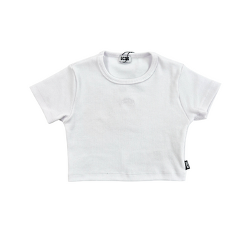 T-shirt Crop a costine con logo lounge