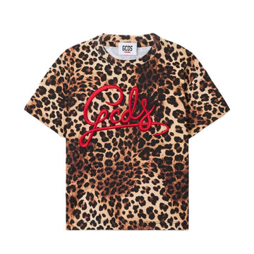 T-shirt Stampa Leopardata GCDS
