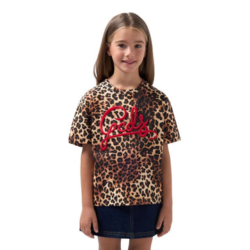T-shirt Stampa Leopardata GCDS