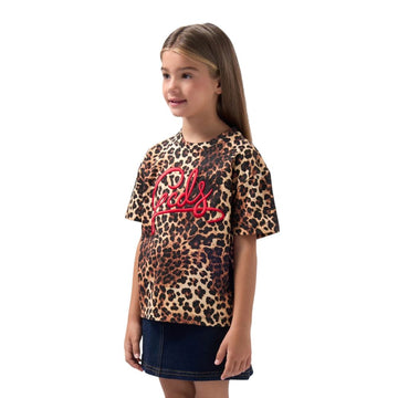 T-shirt Stampa Leopardata GCDS