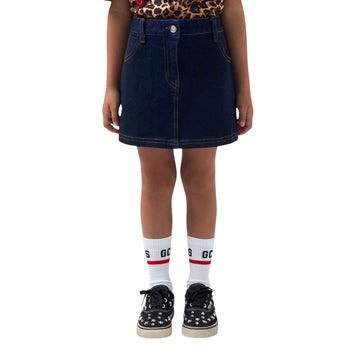 Gonna in Denim Blu Scuro GCDS