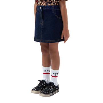Gonna in Denim Blu Scuro GCDS