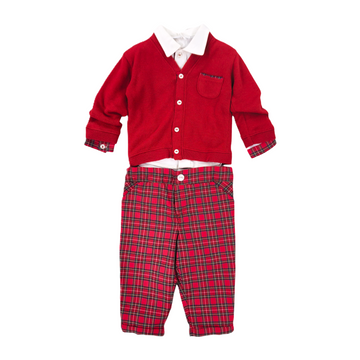 Completo neonato in tartan misto lana