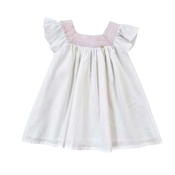 Abito bimba misto lino con punto smock