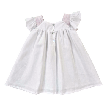 Abito bimba misto lino con punto smock