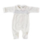 Tutina in ciniglia con punto smock panna