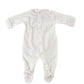 Tutina in ciniglia con punto smock panna