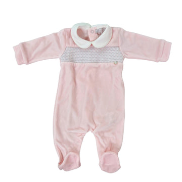 Tutina neonata ciniglia con punto smock Rosa