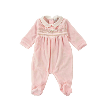 Tutina in ciniglia neonata con punto smock