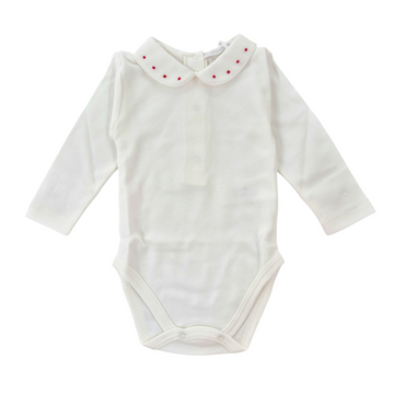 Body camicia m/lunga con pois rosso