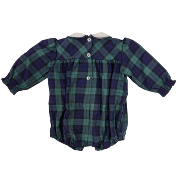 Pagliaccetto in tessuto tartan e punto smock