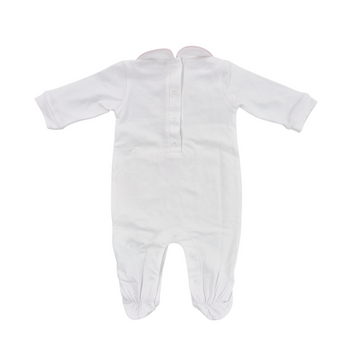 Tutina neonata in jersey con ricamo punto smock