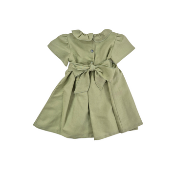 Abito Bimba in lino e cotone ricamo punto smock