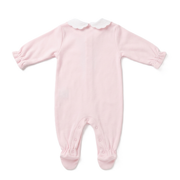 Tutina ciniglia Rosa ricamo rose sul colletto
