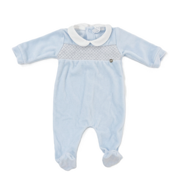 Tutina Cielo in ciniglia ricamo punto smock