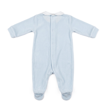 Tutina Cielo in ciniglia ricamo punto smock