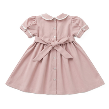 Abito Bimba in velluto ricamo punto smock