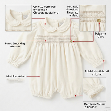 Pagliaccetto in velluto raso punto smock