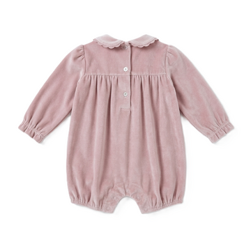 Pagliaccetto in velluto Rosa raso punto smock