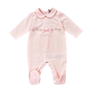 Tutina neonata cotone con ricamo rose