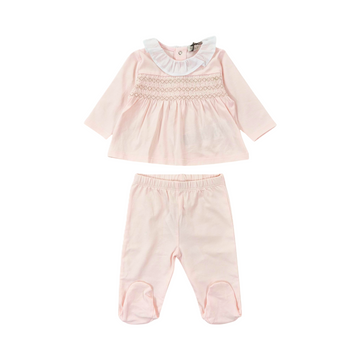 Completo neonata cotone punto smock