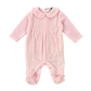 Tutina neonata ricamo punto smock in ciniglia