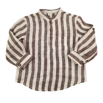 Camicia coreana bimbo a righe in puro lino