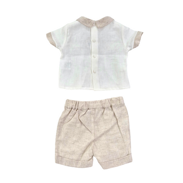 Completo punto smock in lino e cotone