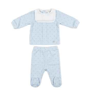 Completo ciniglia neonato colletto bavetta