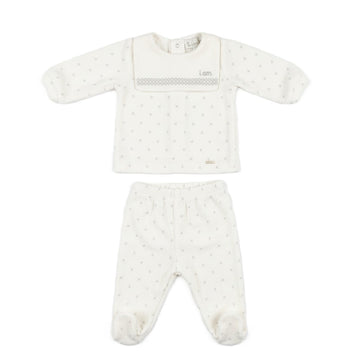 Completo ciniglia neonato colletto bavetta