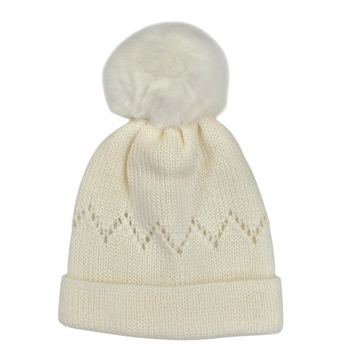 Cappellino per neonati pon pon in lana 100%