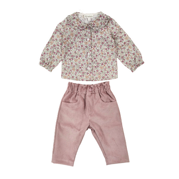 Completo neonata camicia + pantalone velluto