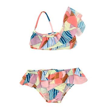 Bikini bimba in lycra con balza