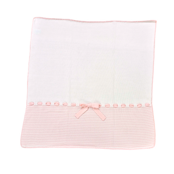 Copertina in filo cotone a righe (Rosa)