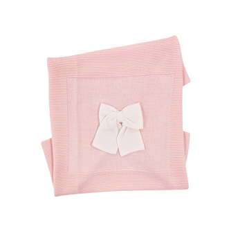 Copertina in filo cotone con fiocco (rosa)