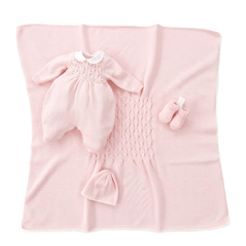 Set Nascita neonata in lana punto smock