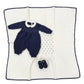 Set Nascita neonato lana punto smock Blù