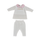 Completo in filo cotone con ricamo roselline