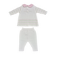 Completo in filo cotone con ricamo roselline
