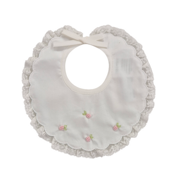 Bavetta in cotone con pizzo e roselline