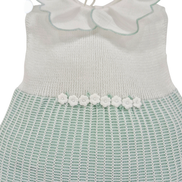 Tutina in filo cotone con ricamo fiori verde