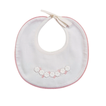 Bavetta in cotone neonata ricamo fiori